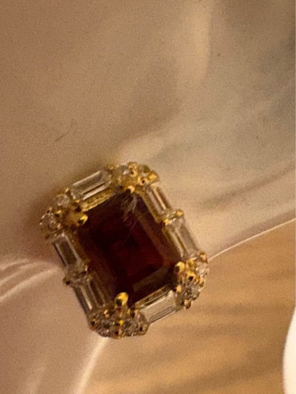 Garnet, White Topaz and Moissinite Earrings Sterling Silver 925